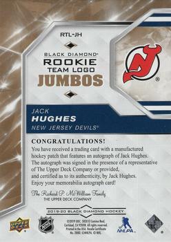 2019-20 Upper Deck Black Diamond - Rookie Team Logo Manufactured Jumbo Patches Alt Logo Autographs Shield #RTL-JH Jack Hughes Back