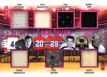 2019-20 Leaf In The Game Used - Game 7 - Magenta Spectrum Foil #G7-06 Jean Béliveau / Frank Mahovlich / Pete Mahovlich / Ken Dryden / Phil Esposito / Bobby Orr / Gerry Cheevers Front