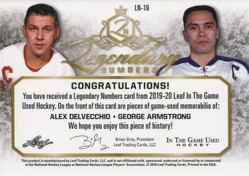 2019-20 Leaf In The Game Used - Legendary Numbers - Bronze Spectrum Foil #LN-19 Alex Delvecchio / George Armstrong Back