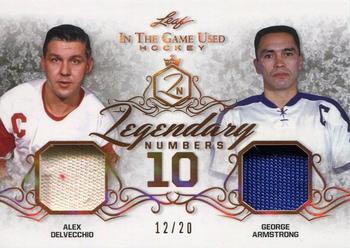 2019-20 Leaf In The Game Used - Legendary Numbers - Bronze Spectrum Foil #LN-19 Alex Delvecchio / George Armstrong Front