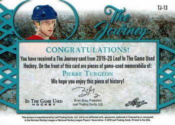 2019-20 Leaf In The Game Used - The Journey - Blue Spectrum Foil #TJ-13 Pierre Turgeon Back