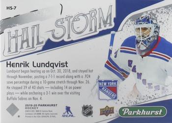 2019-20 Parkhurst - Hail Storm #HS-7 Henrik Lundqvist Back