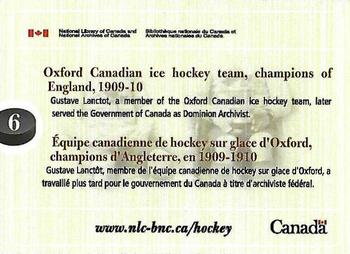 2017 National Library and Archives of Canada Backcheck: A Hockey Retrospective #6 Oxford Canadian ice hockey team, champions of England, 1909-10 Back