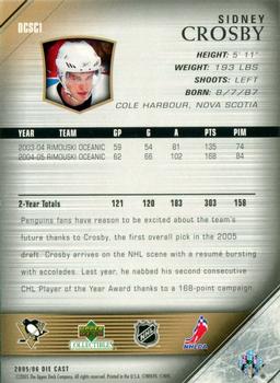 2005-06 Upper Deck Collectibles Diecast Cards #DCSC1 Sidney Crosby Back