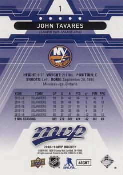 2018-19 Upper Deck MVP - Pack Wars Blue #1 John Tavares Back