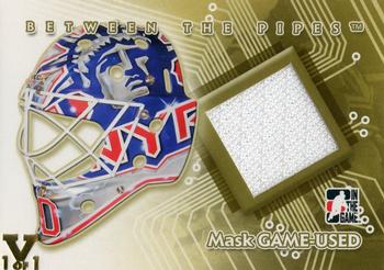 2015-16 In The Game Final Vault - 2007-08 In The Game Between The Pipes Mask Game-Used (Gold Vault Stamp) #MGU-17 Henrik Lundqvist Front