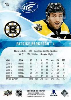 2019-20 Upper Deck Ice #15 Patrice Bergeron Back