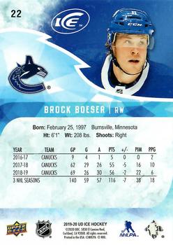 2019-20 Upper Deck Ice #22 Brock Boeser Back
