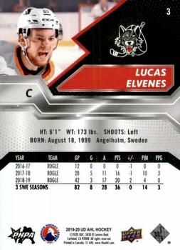 2019-20 Upper Deck AHL #3 Lucas Elvenes Back