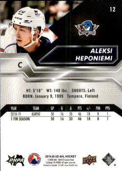 2019-20 Upper Deck AHL #12 Aleksi Heponiemi Back