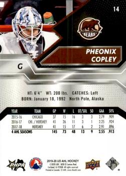 2019-20 Upper Deck AHL #14 Pheonix Copley Back