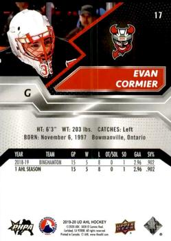 2019-20 Upper Deck AHL #17 Evan Cormier Back