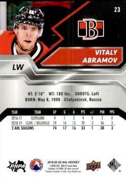 2019-20 Upper Deck AHL #23 Vitaly Abramov Back