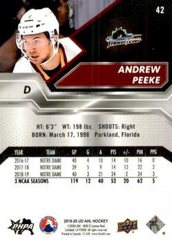 2019-20 Upper Deck AHL #42 Andrew Peeke Back