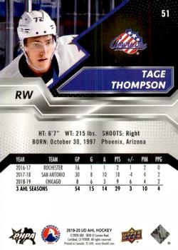 2019-20 Upper Deck AHL #51 Tage Thompson Back