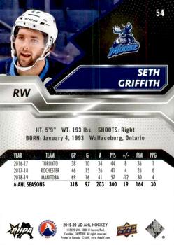 2019-20 Upper Deck AHL #54 Seth Griffith Back