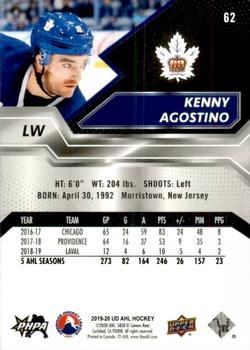2019-20 Upper Deck AHL #62 Kenny Agostino Back