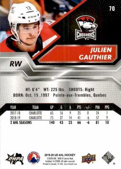 2019-20 Upper Deck AHL #70 Julien Gauthier Back