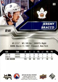 2019-20 Upper Deck AHL #80 Jeremy Bracco Back