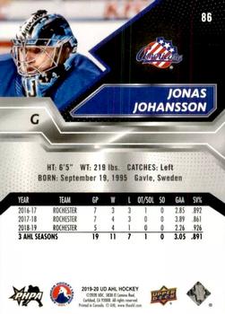 2019-20 Upper Deck AHL #86 Jonas Johansson Back