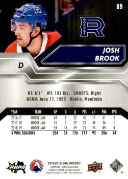 2019-20 Upper Deck AHL #89 Josh Brook Back