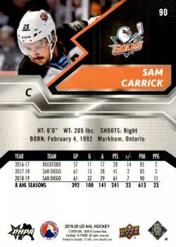 2019-20 Upper Deck AHL #90 Sam Carrick Back