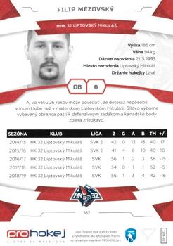 2019-20 SportZoo Tipsport Liga #182 Filip Mezovsky Back
