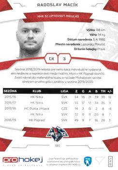 2019-20 SportZoo Tipsport Liga #190 Radoslav Macik Back