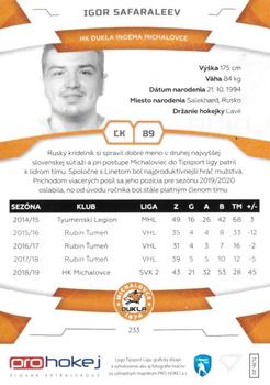 2019-20 SportZoo Tipsport Liga #233 Igor Safaraleev Back