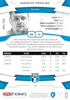 2019-20 SportZoo Tipsport Liga - Blue #20 Miroslav Hanuljak Back