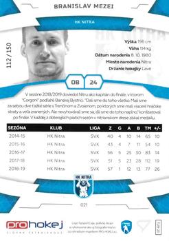 2019-20 SportZoo Tipsport Liga - Blue #21 Branislav Mezei Back