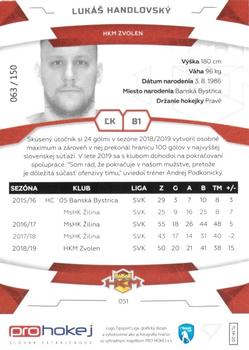 2019-20 SportZoo Tipsport Liga - Blue #51 Lukas Handlovsky Back