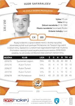 2019-20 SportZoo Tipsport Liga - Blue #233 Igor Safaraleev Back