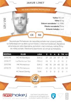 2019-20 SportZoo Tipsport Liga - Blue #234 Jakub Linet Back
