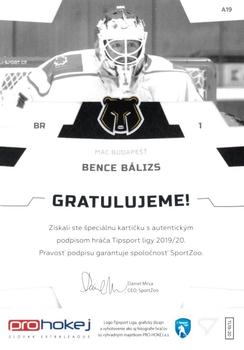 2019-20 SportZoo Tipsport Liga - Autograph #A19 Bence Balizs Back