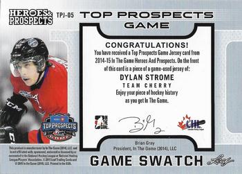 2014-15 In The Game Heroes & Prospects - Top Prospects Game Used Jersey Emerald #TPJ-05 Dylan Strome Back