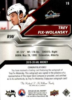 2019-20 Upper Deck AHL - Base Autographs #19 Trey Fix-Wolansky Back
