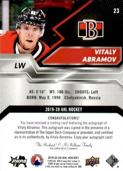 2019-20 Upper Deck AHL - Base Autographs #23 Vitaly Abramov Back