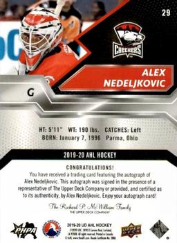 2019-20 Upper Deck AHL - Base Autographs #29 Alex Nedeljkovic Back