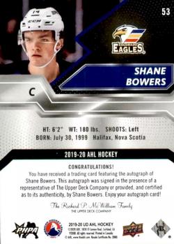 2019-20 Upper Deck AHL - Base Autographs #53 Shane Bowers Back