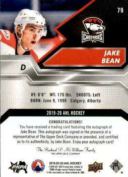 2019-20 Upper Deck AHL - Base Autographs #79 Jake Bean Back