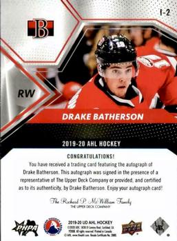 2019-20 Upper Deck AHL - AHL Impact Autographs #I-2 Drake Batherson Back