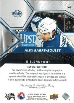 2019-20 Upper Deck AHL - AHL Impact Autographs #I-4 Alex Barre-Boulet Back