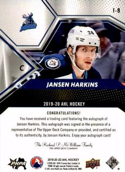 2019-20 Upper Deck AHL - AHL Impact Autographs #I-8 Jansen Harkins Back