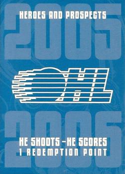 2005-06 In The Game Heroes and Prospects - He Shoots-He Scores Redemption Points #NNO OHL Front