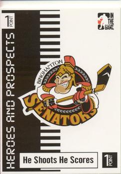 2004-05 In The Game Heroes and Prospects - He Shoots He Scores Redemption Points #NNO Binghamton Senators Front