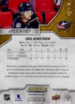 2019-20 Upper Deck Engrained #58 Emil Bemstrom Back