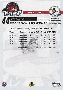 2019-20 Gizmo's Sportscards Rockford IceHogs (AHL) #NNO MacKenzie Entwistle Back