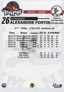 2019-20 Gizmo's Sportscards Rockford IceHogs (AHL) #NNO Alexandre Fortin Back