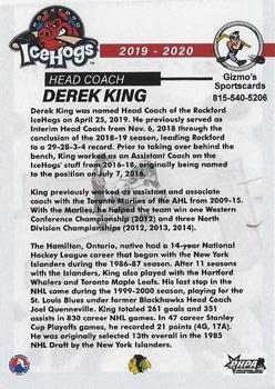 2019-20 Gizmo's Sportscards Rockford IceHogs (AHL) #NNO Derek King Back